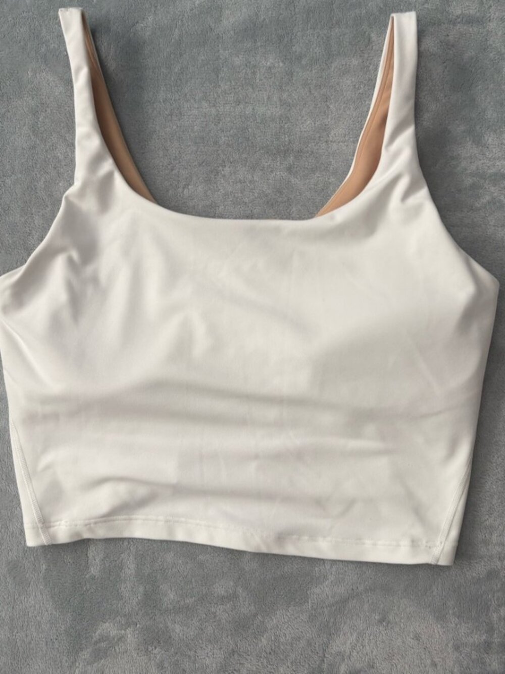 White Crop Tank with Nude Lining